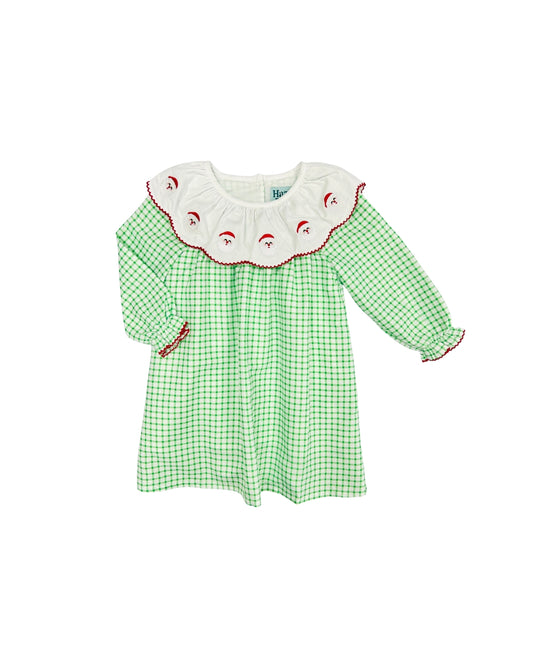 Hazel Blue Embroidered Santa Window Pane Dress