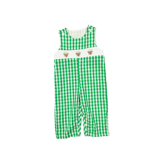 Green Check Embroidered Reindeer Longall