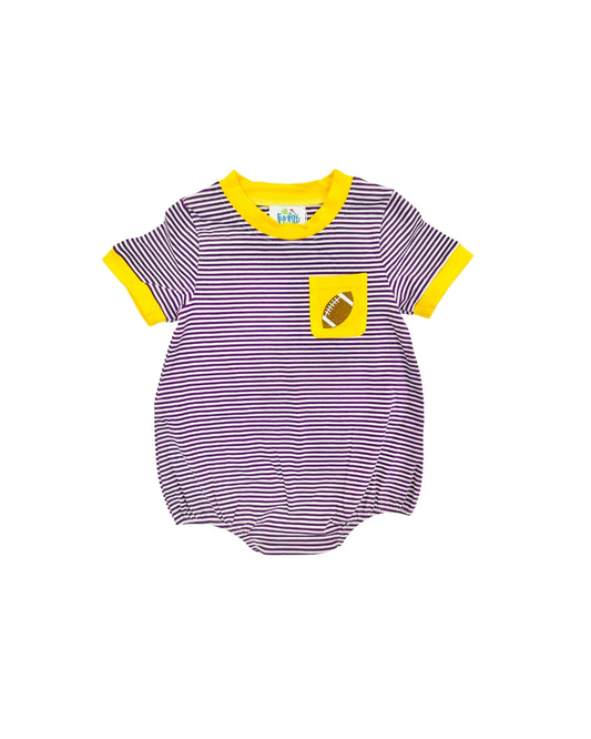 Funfetti Kids Purple/Gold Embroidered Football Pocket Bubble