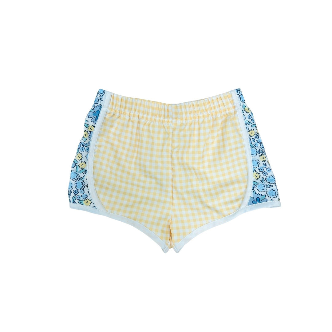 Funfetti Kids Yellow Gingham/Floral Active Shorts