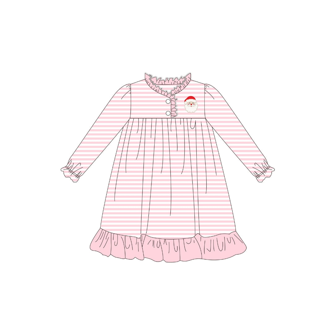 PRE ORDER - Funfetti Kids Pink Stripe Santa Ruffle Gown