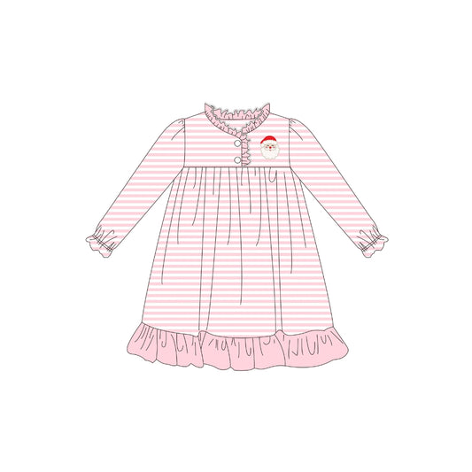 PRE ORDER - Funfetti Kids Pink Stripe Santa Ruffle Gown