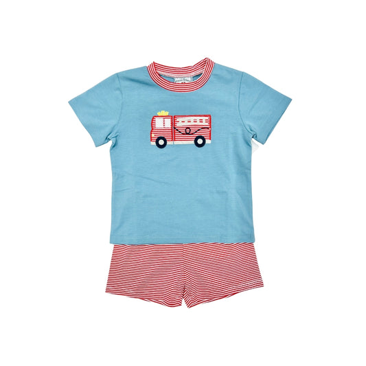 Three SIsters Firetruck Short Set