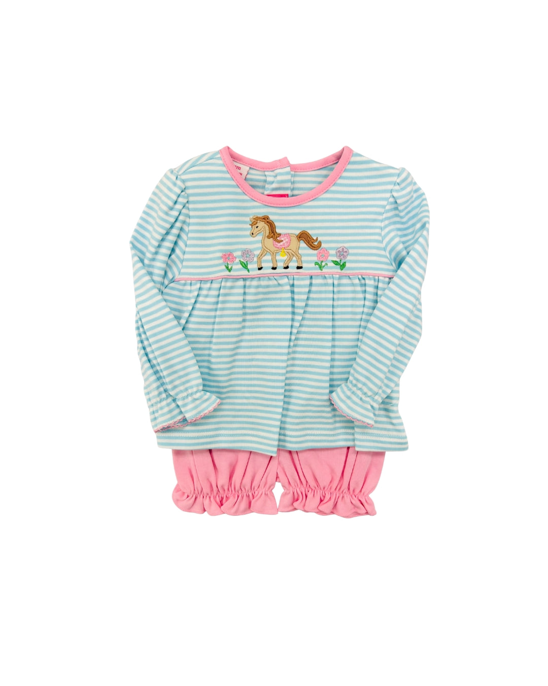 Claire & Charlie Horse Embroidered Bloomer Set