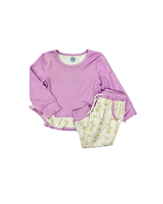 Funfetti Kids Purple Floral Jogger Set