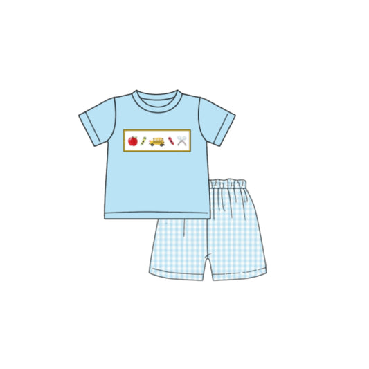 PRE ORDER - POSH Embroidered School Bus Short Set