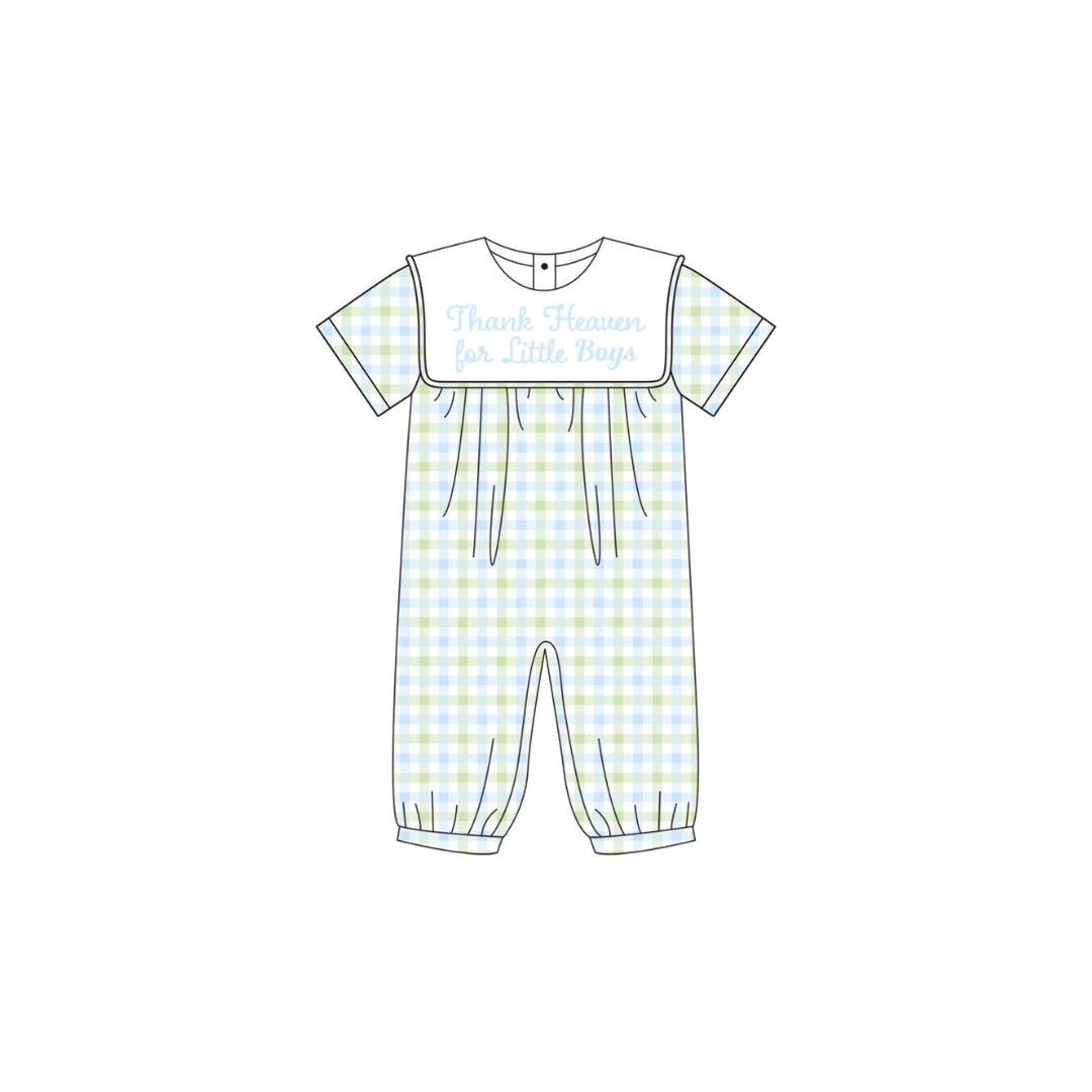 PRE ORDER - Funfetti Kids Thank Heaven for Little Boys Plaid Romper