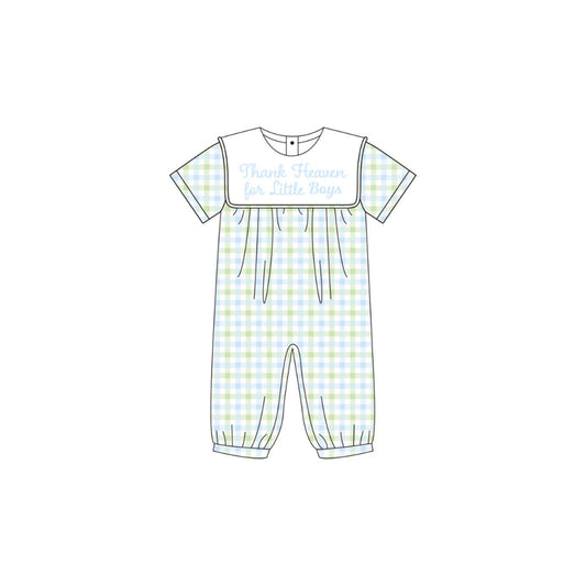 PRE ORDER - Funfetti Kids Thank Heaven for Little Boys Plaid Romper