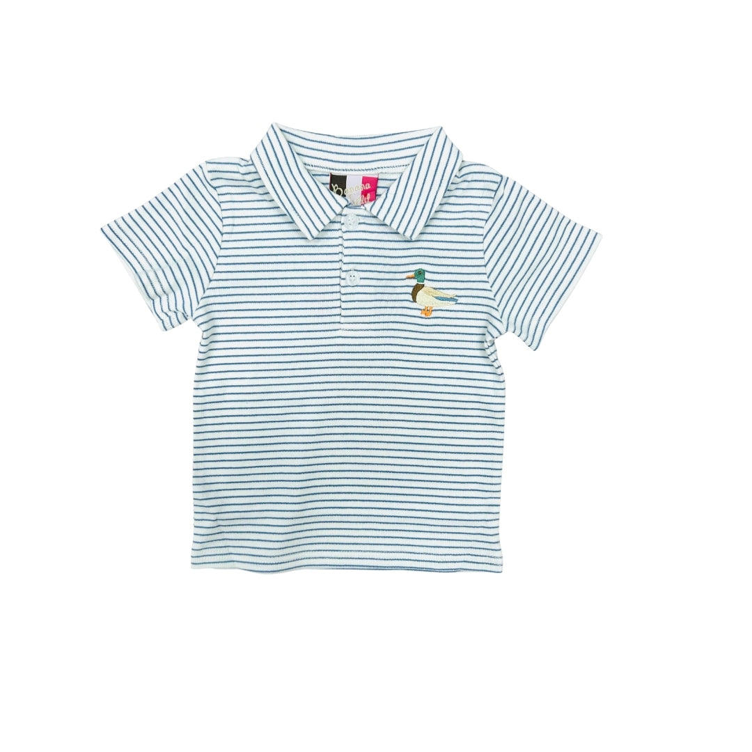 Banana Split Blue Stripe Mallard Polo