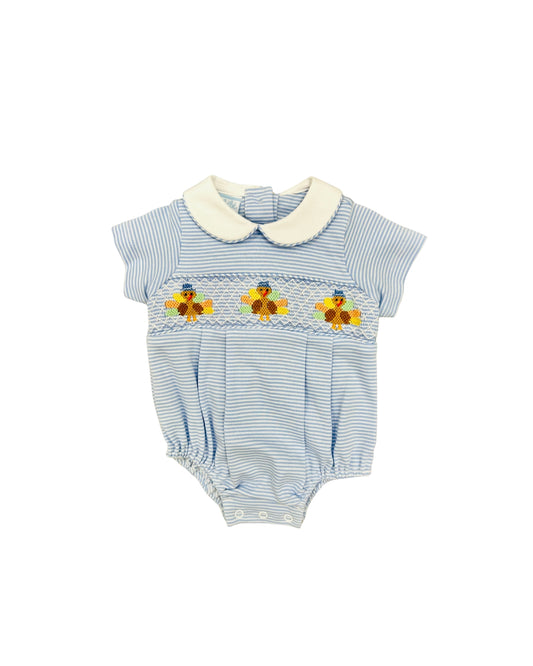 Petit Bebe Stripe Smock Turkey Bubble