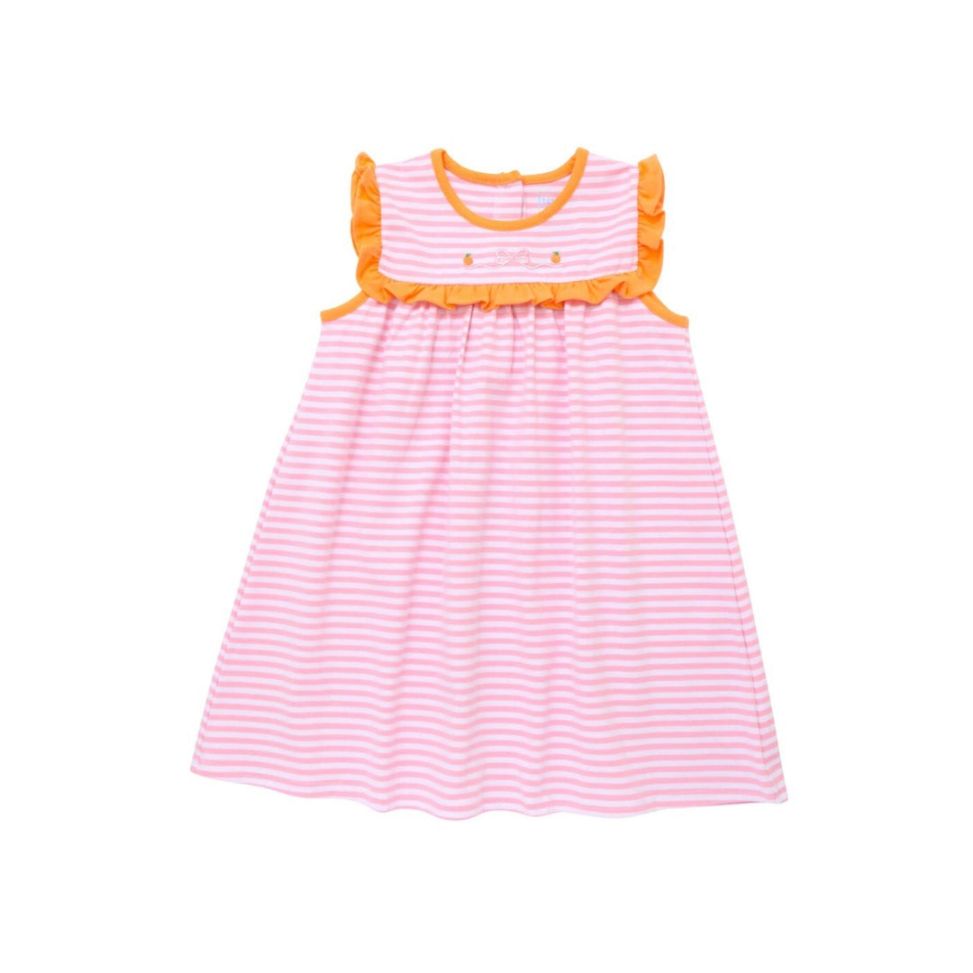 Itsy Bitsy Girl Embroidered Pumpkin Bow Ruffle Dress