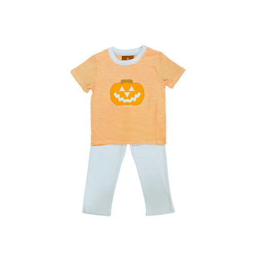 Millie Jay Orange Stripe Jack O Lantern Pant Set