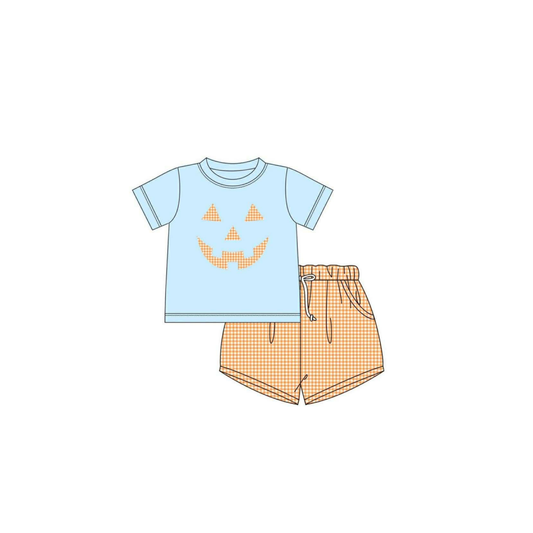 PRE ORDER - Funfetti Kids Blue/Orange Jack O Lantern Short Set