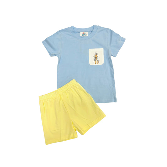 Funfetti Kids Embroidered Peter Rabbit Short Set