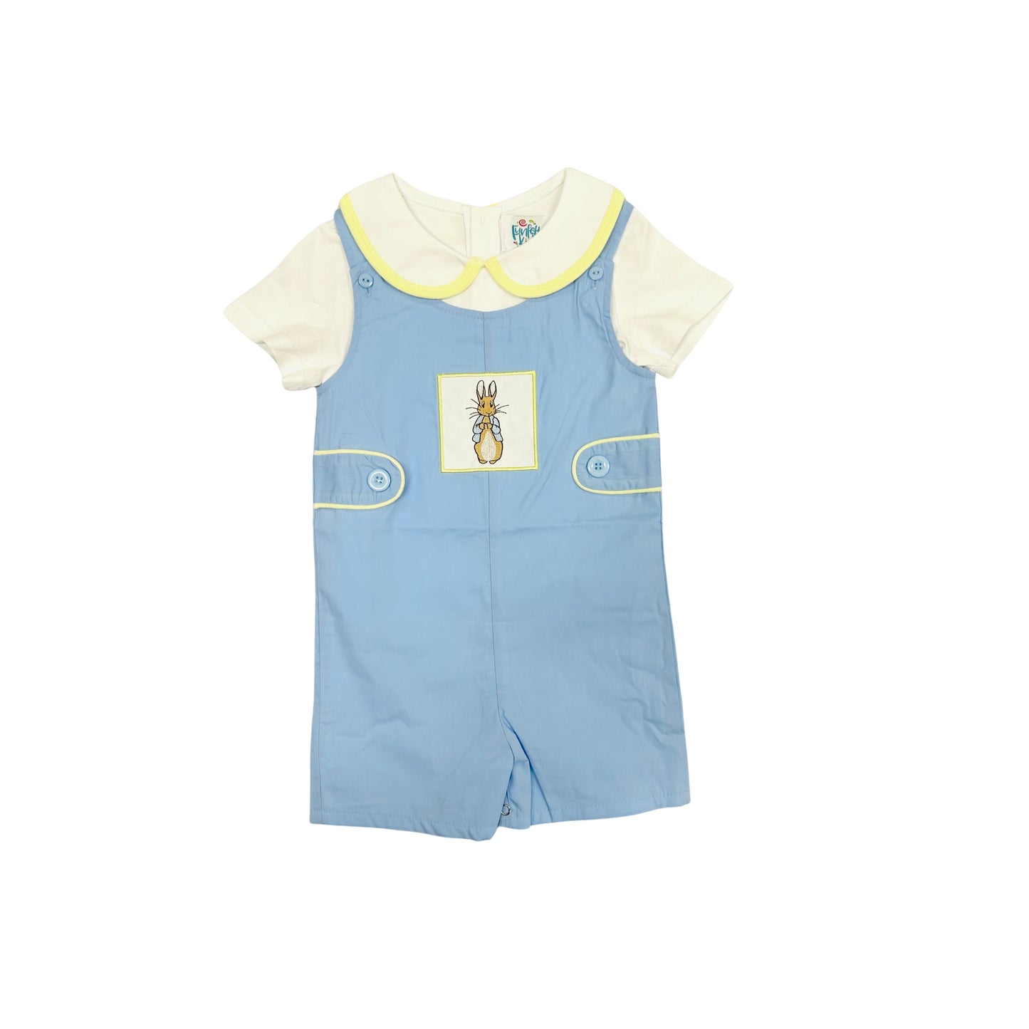 Funfetti Kids Embroidered Peter Rabbit Jon Jon with Detachable Shirt