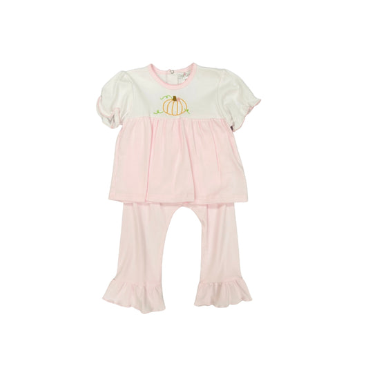 Petit Ami Embroidered Pumpkin Knit Ruffle Pant Set