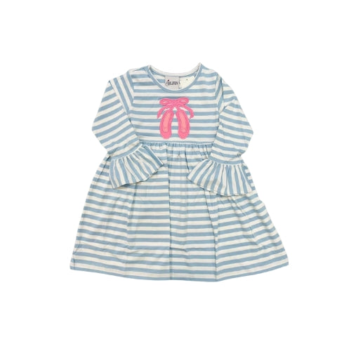 Delaney Girl Blue Stripe Ballet Slipper Dress