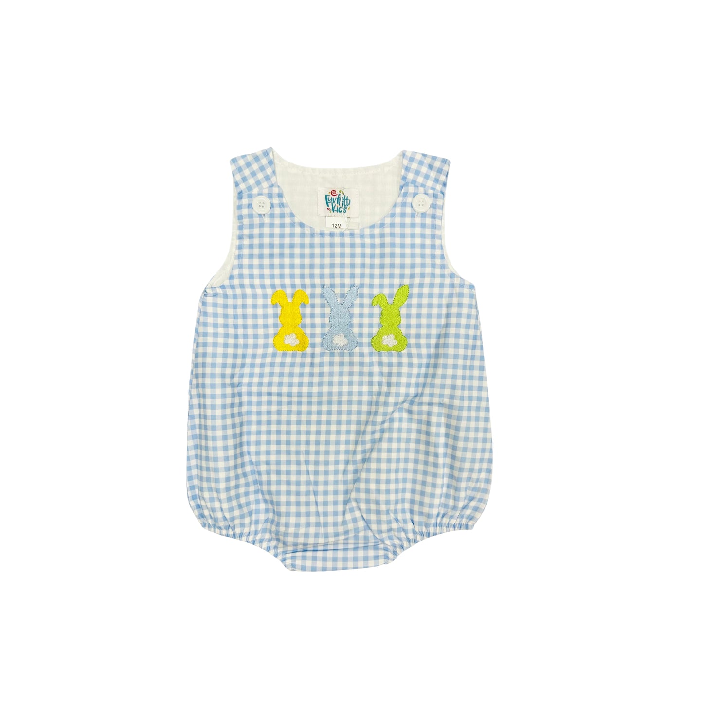 Funfetti Kids Blue Check/Embroidered Bunnies Bubble