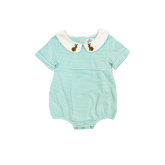 Funfetti Kids Boy Mint Stripe/Embroidered Bunny Bubble