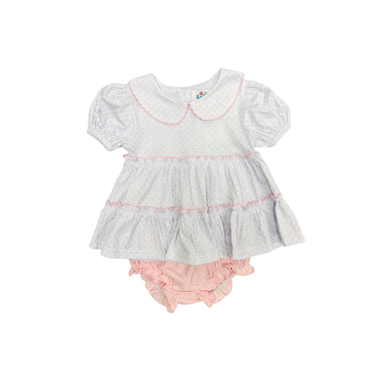 Funfetti Kids Pink Polka Dot Ruffle Bloomer Set