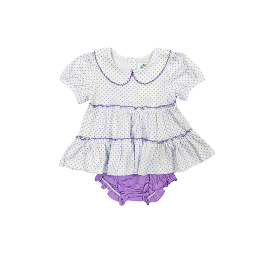 Funfetti Kids Purple Polka Dot Ruffle Bloomer Set