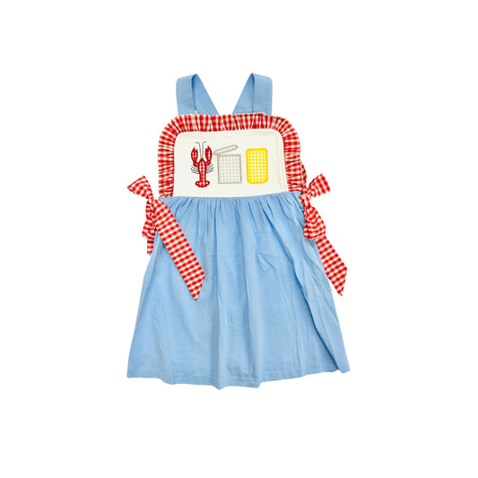 Funfetti Kids Ruffle Crawfish Boil Applique Dress