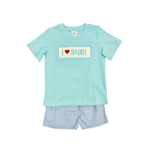 Hand Smocked I Love Daddy Short Set