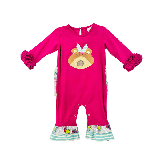 Natalie Grant Girl Bear Romper with Ruffle Butt