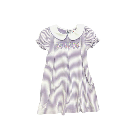 Funfetti Kids Purple Stripe Floral Bow Dress