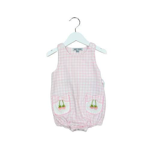 Sweet Dreams Pink Check Bubble with Embroidered Strawberry Pockets