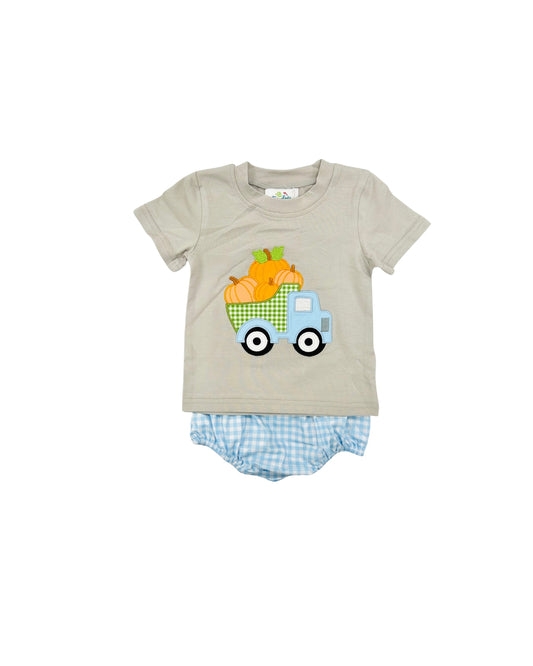 Funfetti Kids Pumpkin Dumptruck Applique Diaper Set