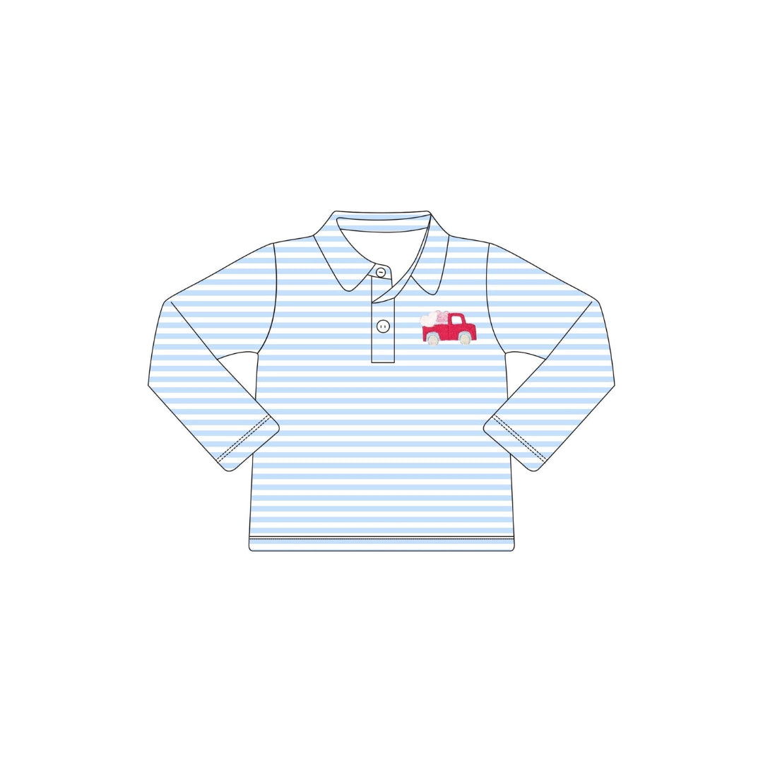 PRE ORDER - Funfetti Kids Stripe Polo with Valentine Truck