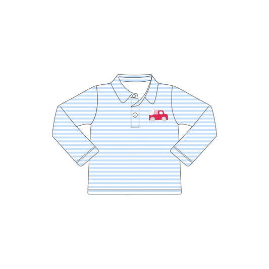 PRE ORDER - Funfetti Kids Stripe Polo with Valentine Truck