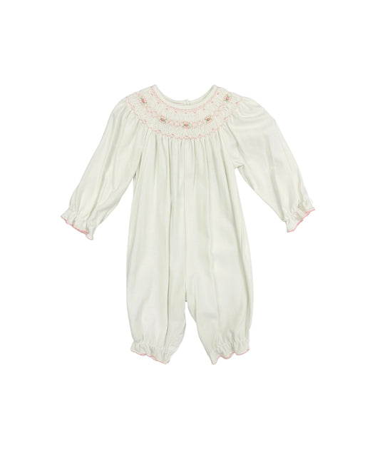 Petit Bebe Cream Smocked Romper