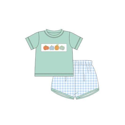 PRE ORDER - Funfetti Kids Sage Pumpkin Applique Short Set