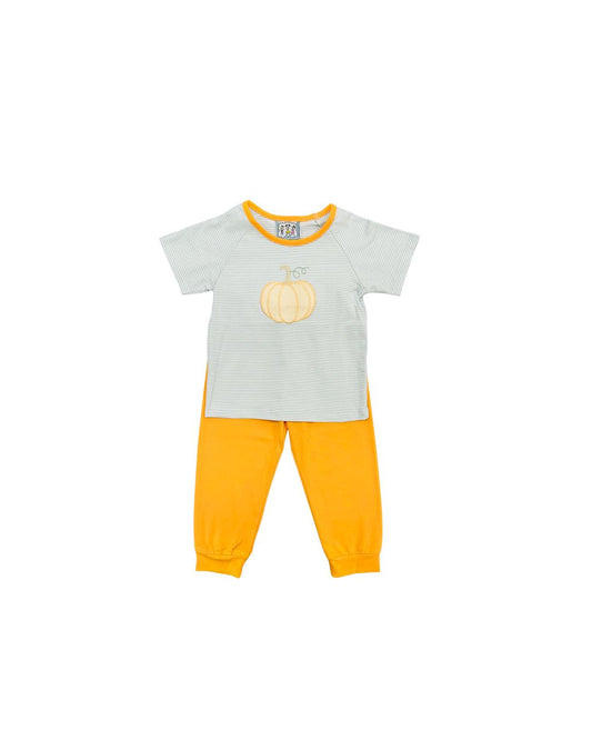 Three Sisters Stripe Pumpkin Applique Jogger Set