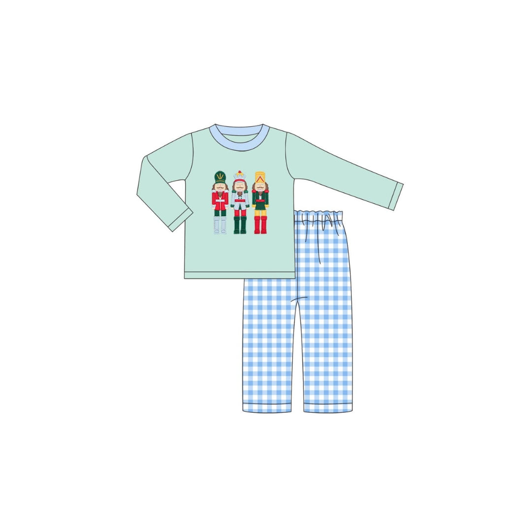 PRE ORDER - Funfetti Kids Nutcracker Applique Gingham Pant Set