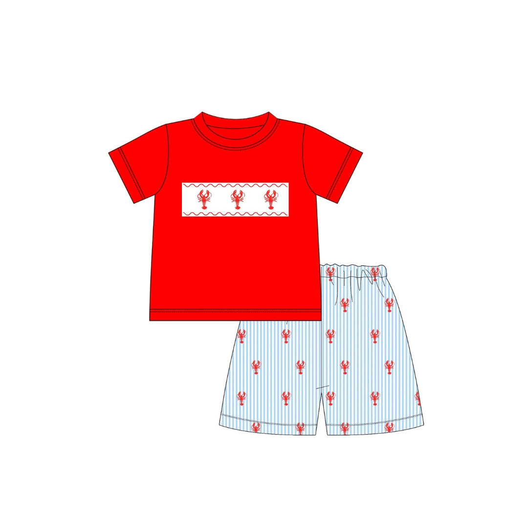 PRE ORDER - Funfetti Kids Seersucker Crawfish Short Set