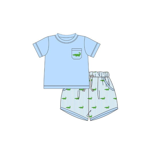 PRE ORDER - Funfetti KIds Seersucker/Alligator Short Set