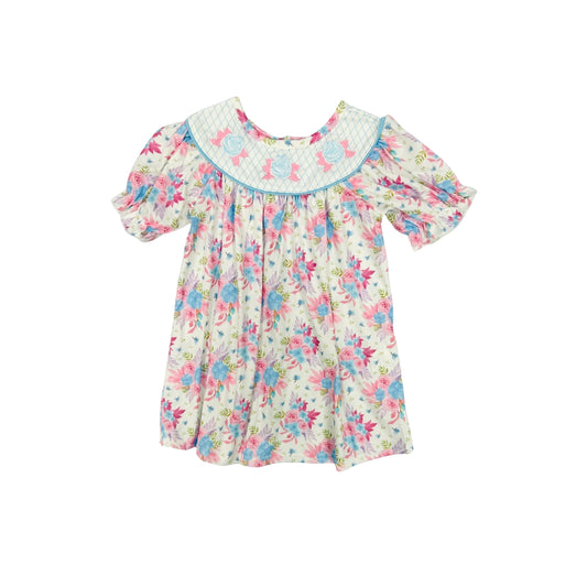 All Over Floral Dress with Embroidered Flowers