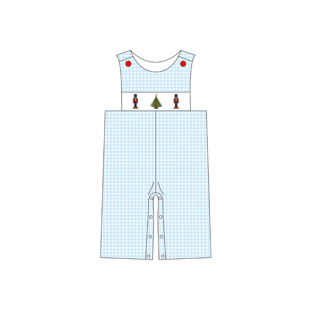 PRE ORDER - Hazel Blue Blue Check Nutcracker Applique Longall