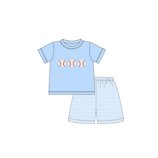 PRE ORDER - Funfetti Kids Blue Stripe Baseball Short Set
