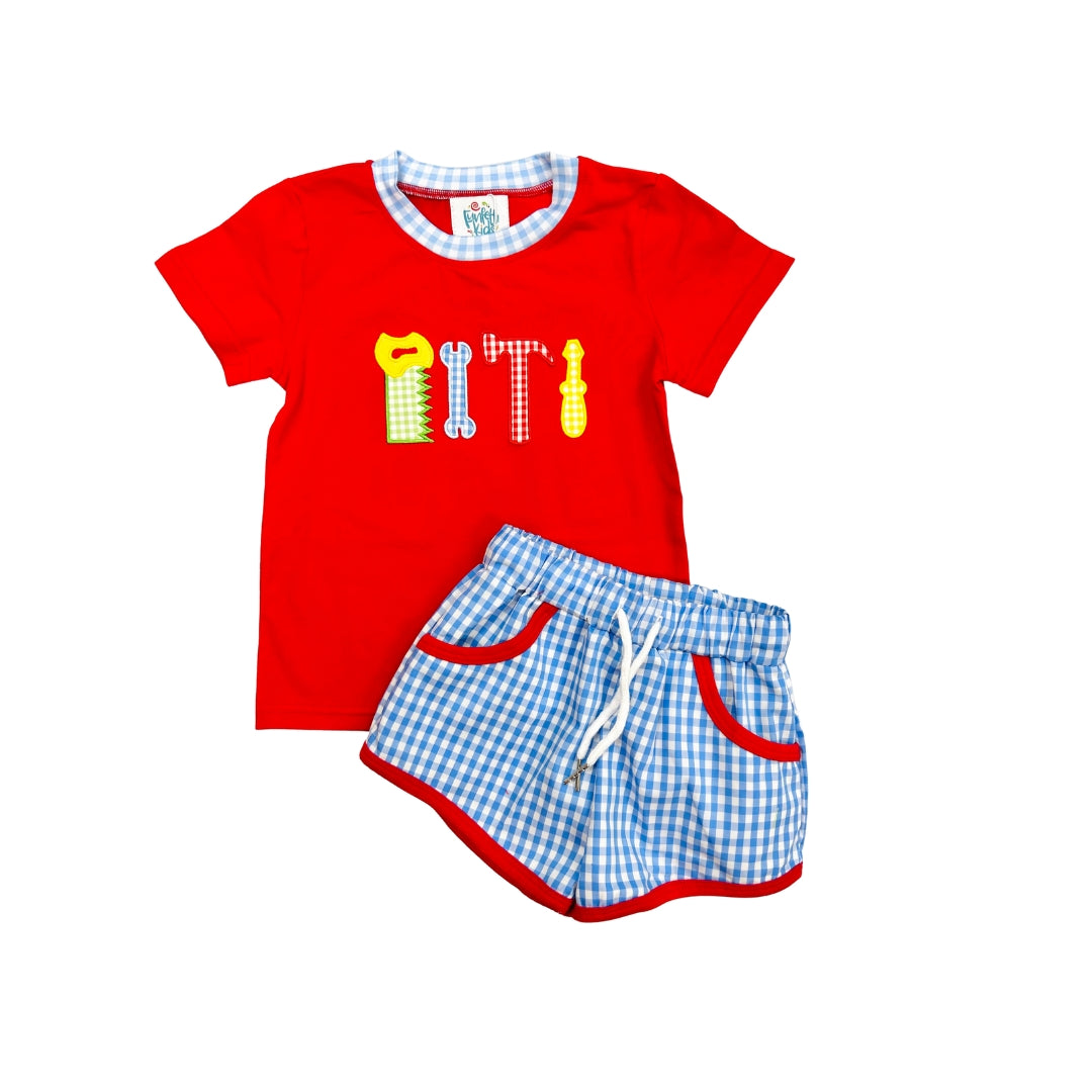 Funfetti Kids Tools Applique Short Set