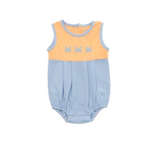 Itsy Bitsy Orange/Blue Embroidered Crab Bubble