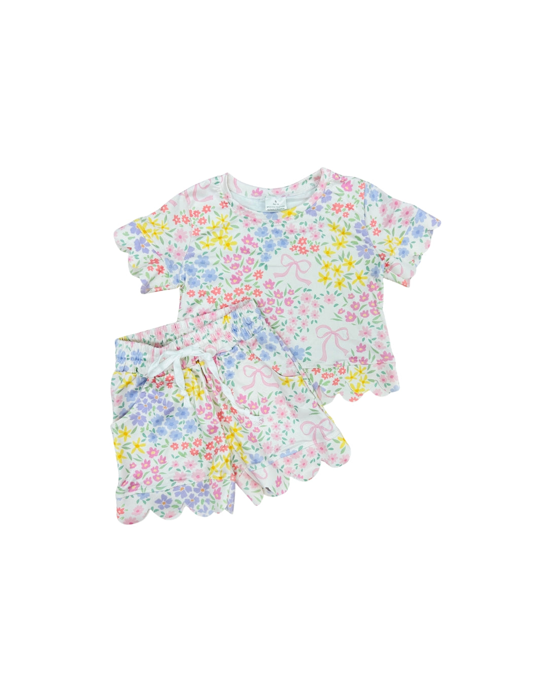 Multi Floral Scallop Short Set