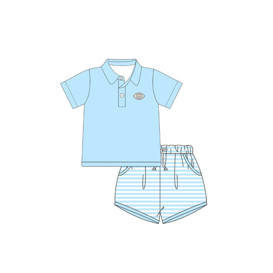 PRE ORDER - Funfetti Kids Light Blue Embroidered Football Short Set