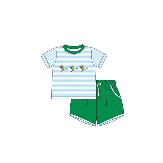 PRE ORDER - Funfetti Kids Blue Stripe Mallard Short Set