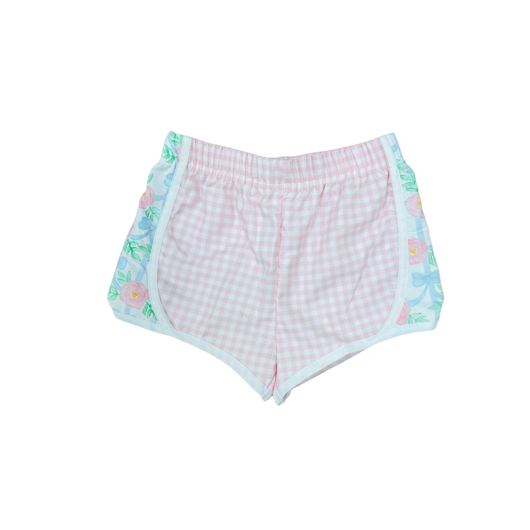 Funfetti Kids Pink Gingham/Floral Active Shorts