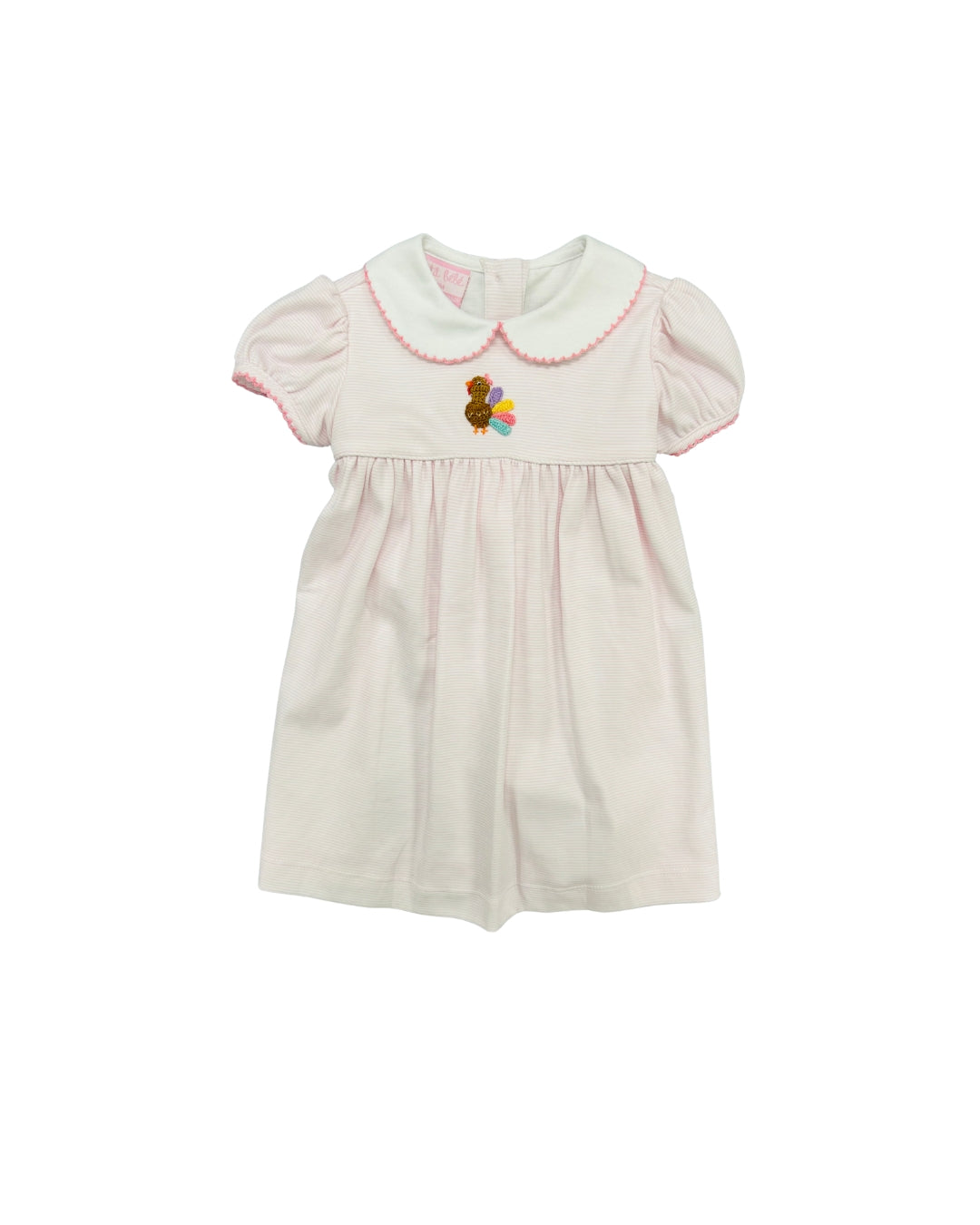 Petit Bebe Pink Stripe French Knot Turkey Dress