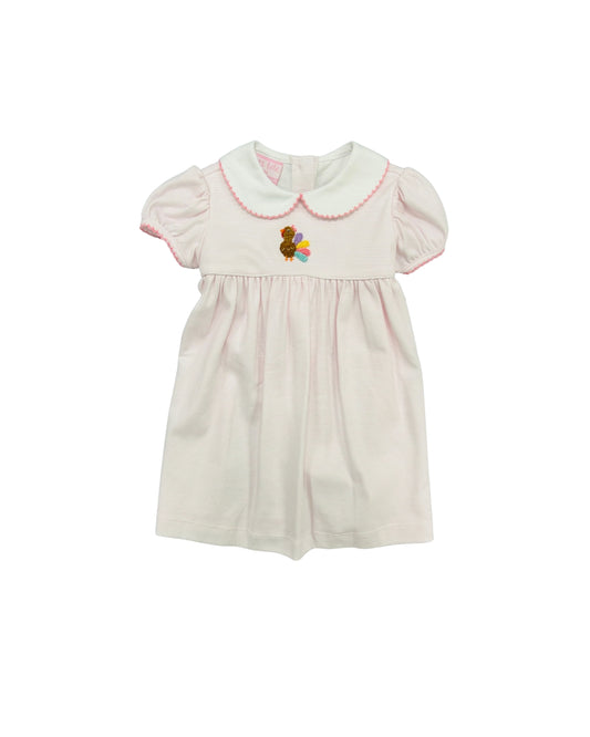Petit Bebe Pink Stripe French Knot Turkey Dress